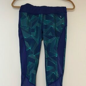 Danskin leggings. Bright green and dark blue.